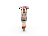 Rose gold Fancy Pink Oval  Cut Halo Diamond Engagement Ring with Split Shank and Four-Prong Setting_22