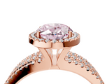Rose gold Fancy Pink Oval  Cut Halo Diamond Engagement Ring with Split Shank and Four-Prong Setting_24