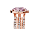 Rose gold Fancy Pink Oval  Cut Halo Diamond Engagement Ring with Split Shank and Four-Prong Setting_25