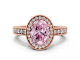 Rose gold Fancy Pink Oval  Cut Halo Diamond Pave Band Ring with Four-Prong Setting_25