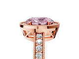Rose gold Fancy Pink Oval  Cut Halo Diamond Pave Band Ring with Four-Prong Setting_30