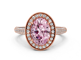 Rose gold Fancy Pink Oval  Cut Halo Diamond Pave Band with Four-Prong Setting_37