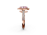 Rose gold Fancy Pink Oval  Cut Halo Diamond Pave Band with Four-Prong Setting_39