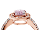 Rose gold Fancy Pink Oval  Cut Halo Diamond Pave Band with Four-Prong Setting_41