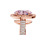 Rose gold Fancy Pink Oval  Cut Halo Diamond Pave Band with Four-Prong Setting_42