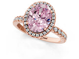 Rose gold Fancy Pink Oval Cut Halo Diamond Pave Band with Prong Setting_1