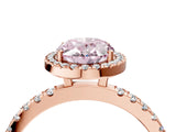 Rose gold Fancy Pink Oval Cut Halo Diamond Pave Band with Prong Setting_4