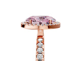 Rose gold Fancy Pink Oval Cut Halo Diamond Pave Band with Prong Setting_5