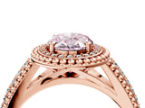 Rose gold Fancy Pink Oval Cut Halo Diamond Ring with Beaded Split Shank and Four-Prong Setting_4