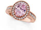 Rose gold Fancy Pink Oval  Cut Halo Diamond Ring with Pavé Band and Four-Prong Setting_70