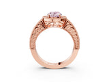 Rose gold Fancy Pink Oval  Cut Halo Diamond Ring with Pavé Band and Four-Prong Setting_72