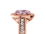 Rose gold Fancy Pink Oval  Cut Halo Diamond Ring with Pavé Band and Four-Prong Setting_74