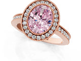 Rose gold Fancy Pink Oval  Cut Halo Diamond Ring with Pavé Band and Milgrain Prong Setting_33