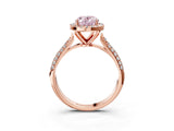 Rose gold Fancy Pink Oval Cut Halo Diamond Ring with Pavé Band_3