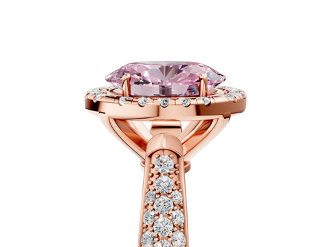 Rose gold Fancy Pink Oval Cut Halo Diamond Ring with Pavé Band_5
