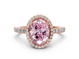 Rose gold Fancy Pink Oval  Cut Halo Diamond Ring with Pave Band and Four-Prong Setting_24