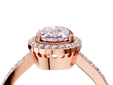 Rose gold Fancy Pink Oval  Cut Halo Diamond Ring with Pave Band and Four-Prong Setting_28