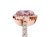 Rose gold Fancy Pink Oval  Cut Halo Diamond Ring with Pave Band and Four-Prong Setting_29