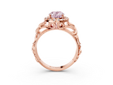 Rose gold Fancy Pink Oval  Cut Halo Diamond Ring with Scrollwork Band and Four-Prong Setting_138