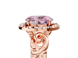 Rose gold Fancy Pink Oval  Cut Halo Diamond Ring with Scrollwork Band and Four-Prong Setting_140