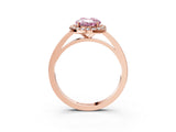 Rose gold Fancy Pink Oval Cut Halo Diamond Ring with Solitaire Band and Prong Setting_3