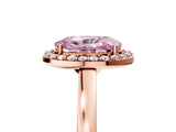 Rose gold Fancy Pink Oval Cut Halo Diamond Ring with Solitaire Band and Prong Setting_5