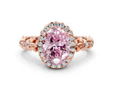 Rose gold Fancy Pink Oval Cut Halo Diamond Solitaire with Filigree Band and Four-Prong Setting_12