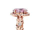 Rose gold Fancy Pink Oval Cut Halo Diamond Solitaire with Filigree Band and Four-Prong Setting_17