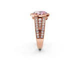 Rose gold Fancy Pink Oval Cut Halo Diamond Split Shank Ring with Prong Setting_14