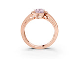 Rose gold Fancy Pink Oval Cut Halo Diamond Split Shank Ring with Prong Setting_15