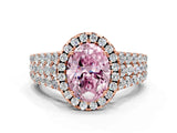 Rose gold Fancy Pink Oval Cut Halo Pavé Diamond Engagement Ring with Split Shank and Four-Prong Setting_3