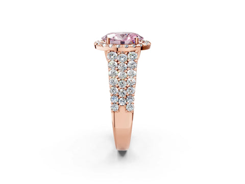 Rose gold Fancy Pink Oval Cut Halo Pavé Diamond Engagement Ring with Split Shank and Four-Prong Setting_5