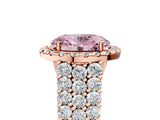 Rose gold Fancy Pink Oval Cut Halo Pavé Diamond Engagement Ring with Split Shank and Four-Prong Setting_8