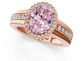 Rose gold Fancy Pink Oval  Cut Halo Pave Band Four-Prong Ring_50