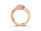 Rose gold Fancy Pink Oval  Cut Halo Pave Band Four-Prong Ring_52