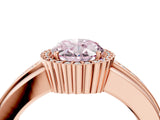Rose gold Fancy Pink Oval  Cut Halo Pave Band Four-Prong Ring_53
