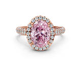 Rose gold Fancy Pink Oval  Cut Halo Pave Band Four-Prong Setting Ring_37