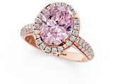 Rose gold Fancy Pink Oval  Cut Halo Pave Band Four-Prong Setting Ring_38