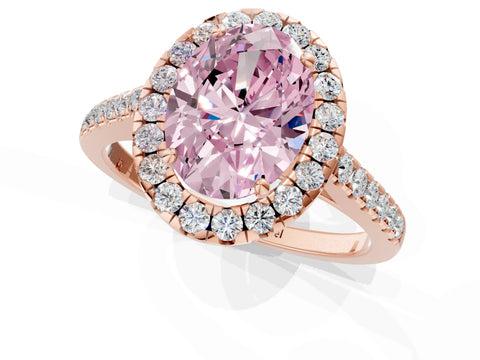 Rose gold Fancy Pink Oval Cut Halo Pave Diamond Engagement Ring with Four-Prong Setting_1