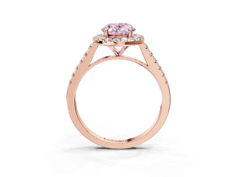 Rose gold Fancy Pink Oval Cut Halo Pave Diamond Engagement Ring with Four-Prong Setting_3