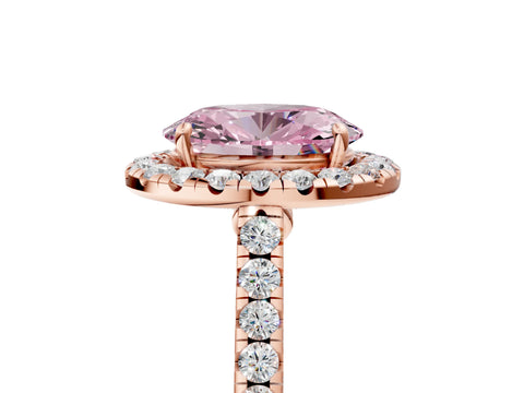 Rose gold Fancy Pink Oval Cut Halo Pave Diamond Engagement Ring with Four-Prong Setting_5