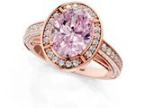 Rose gold Fancy Pink Oval  Cut Halo Pave Split Shank Prong Setting Ring_33