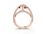 Rose gold Fancy Pink Oval  Cut Halo Pave Split Shank Prong Setting Ring_35