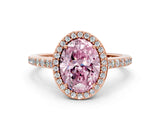 Rose gold Fancy Pink Oval Cut Halo Round Diamond Pavé Band with Four-Prong Setting_3
