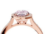Rose gold Fancy Pink Oval Cut Halo Round Diamond Pavé Band with Four-Prong Setting_7