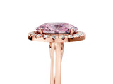Rose gold Fancy Pink Oval Cut Halo Round Diamond Solitaire Ring with Pavé Band and Four-Prong Setting_5