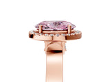 Rose gold Fancy Pink Oval Cut Halo Round Diamond Twist Band with Four-Prong Setting_5