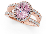Rose gold Fancy Pink Oval  Cut Halo Split Shank Diamond Ring with Four-Prong Setting_46