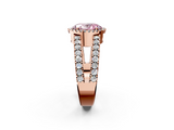 Rose gold Fancy Pink Oval  Cut Halo Split Shank Diamond Ring with Four-Prong Setting_47