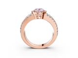 Rose gold Fancy Pink Oval  Cut Halo Split Shank Diamond Ring with Four-Prong Setting_48